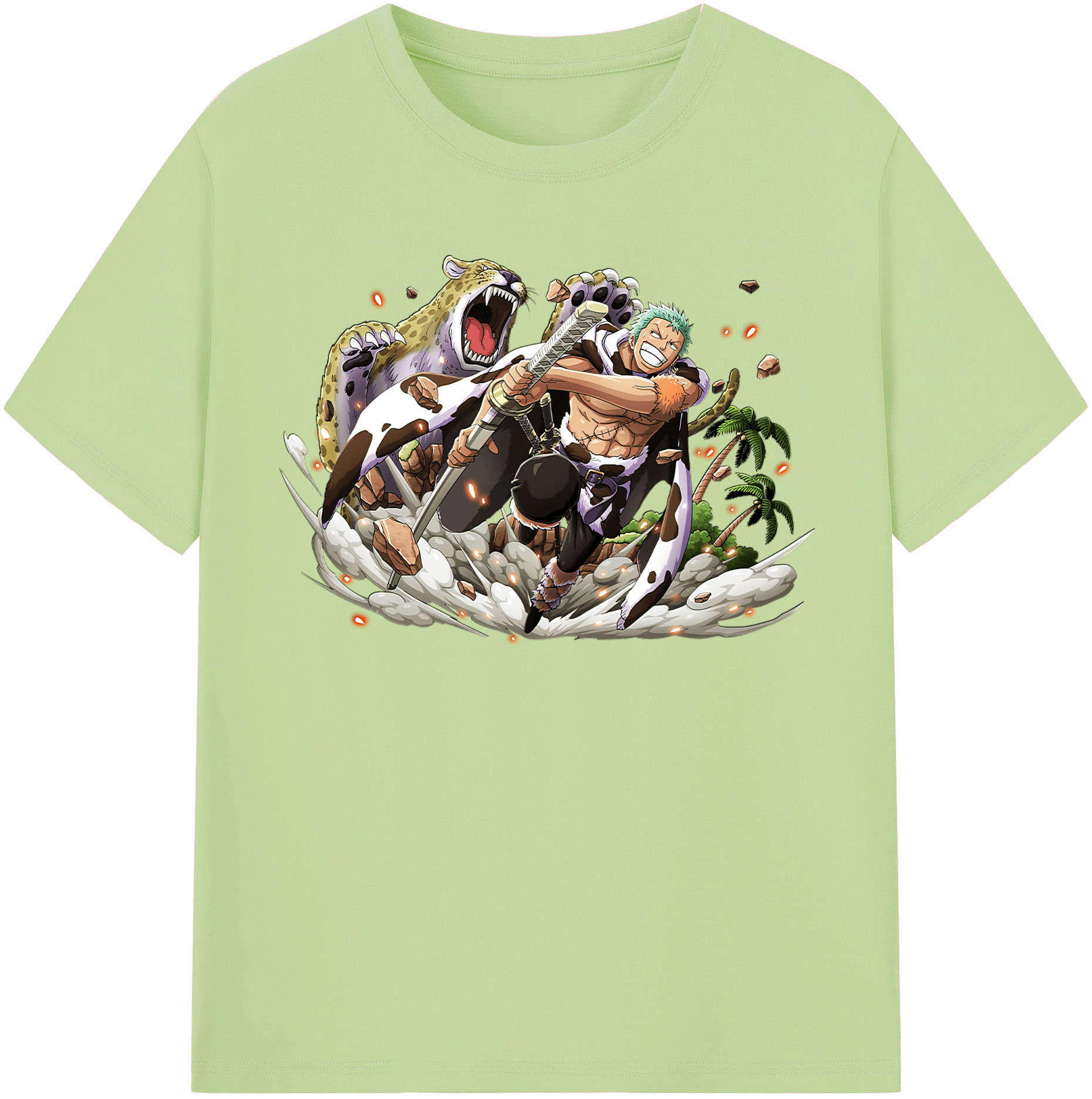 ワンピース ロロノア・ゾロ ONE PIECE Roronoa Zoro 綿100％半袖Tシャツ（フロントプリント）